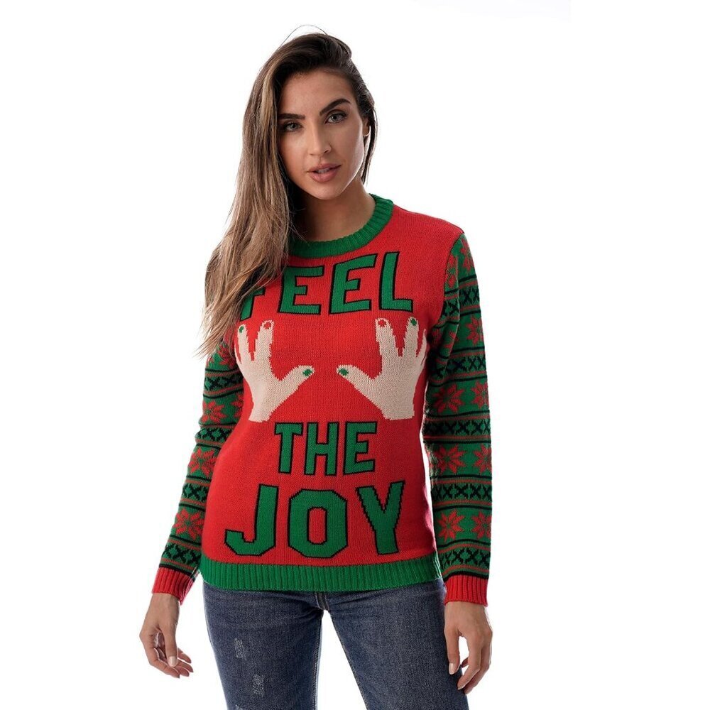 Women’s Ugly Christmas Sweater Acrylic Medium Cheeky Festive Fun